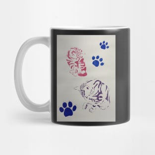 Two Colourful Tabby Kittens With Paw Prints Mug